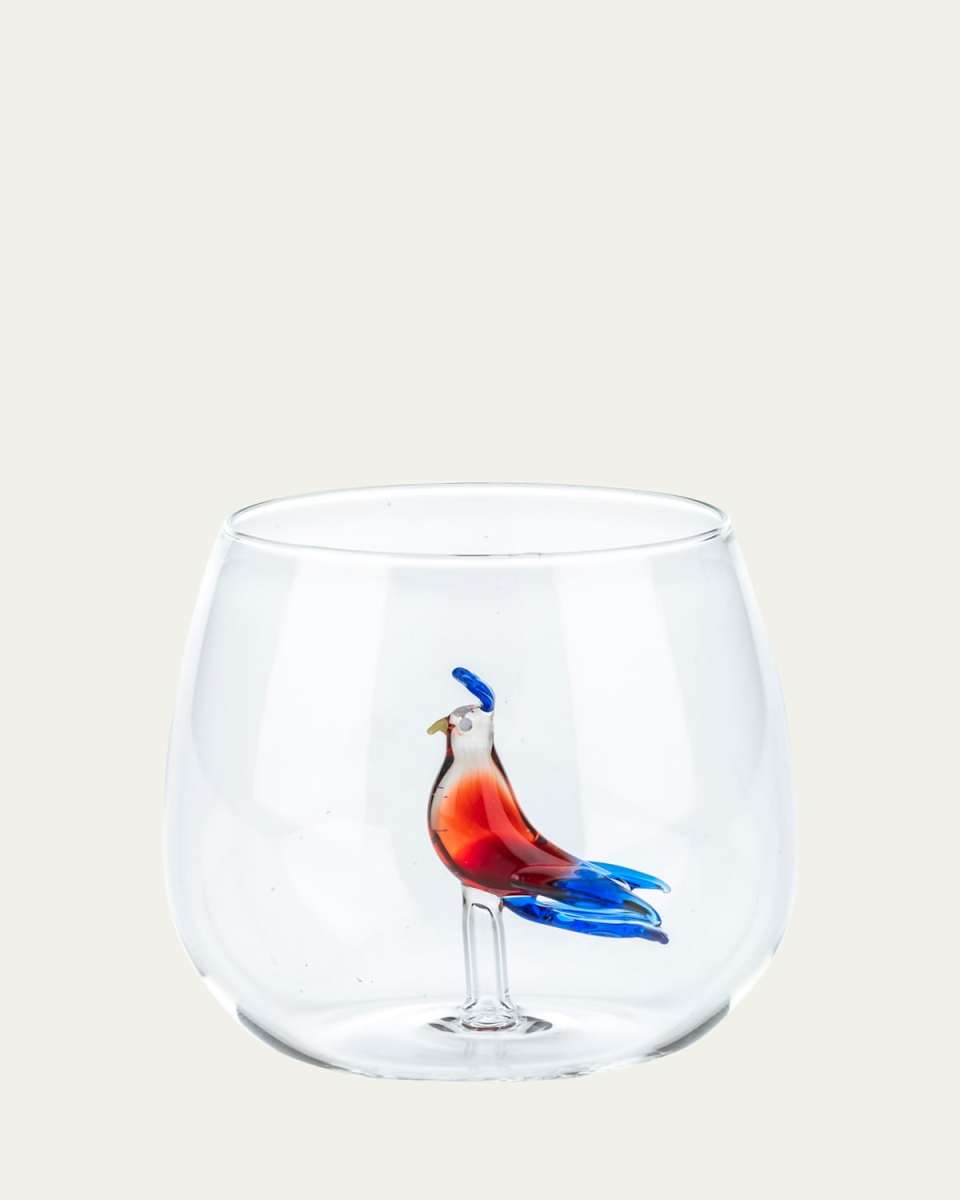 Red Bird Round Glass